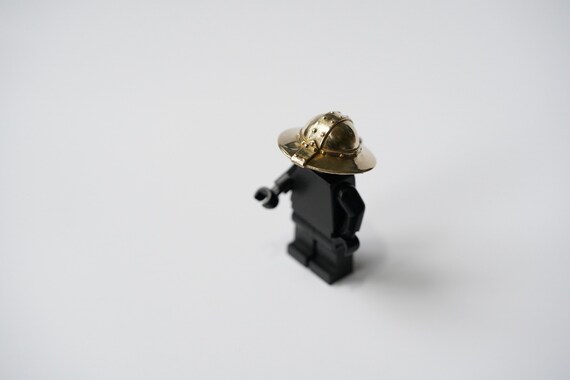 Solid Metal Bronze Minifigure Medieval Kettle Helmet Lego Compatibile Gold Helm Golden Bronze Shiny Minifig Premium Etsy Canada