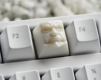Pearly Judge - White Glimmering Pearly Artisan Keycap / Mechanical Keyboard /  Gothic Face Keyrelic / Reisin