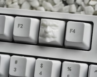 Albino Judge - White Artisan Keycap / Mechanical Keyboard /  Gothic Face Keyrelic / Reisin