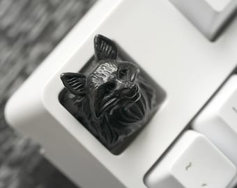 Black Fox Artisan Keycap - KeyRelic Artisan Resin Fox Keycap do klawiatury mechanicznej / prezent dla gracza