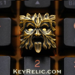 Greenman - Premium Solid Brass  Keycap for Cherry MX/ Mechanical Keyboard / Artisan / Gothic / KeyRelic Architecture / Gift Day of the rake
