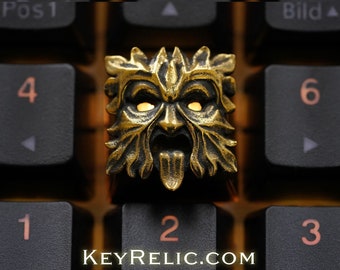 Greenman - Premium Solid Brass  Keycap for Cherry MX/ Mechanical Keyboard / Artisan / Gothic / KeyRelic Architecture / Gift Day of the rake