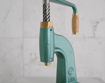 RARE Vintage Large Restored Cast Iron Racing Green Rivet Press / Spindle Press  - Leatherwork / Gift for Crafters / Eyelet Gromet Upcycled