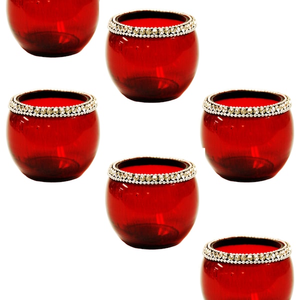 Crystal Votive Holders Set of 6 Pcs. by Ima brass