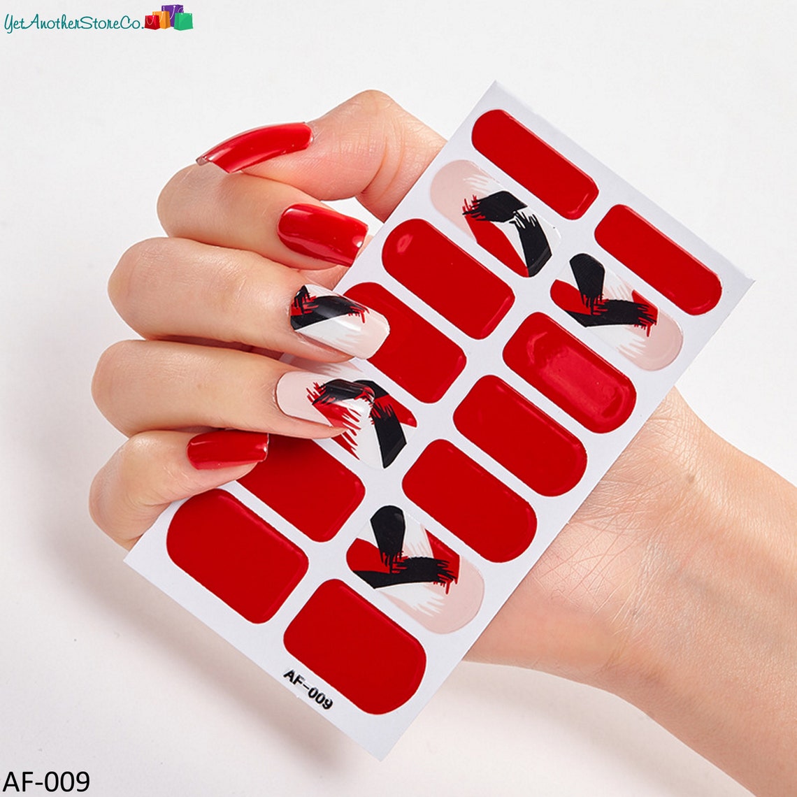 Red Art Nail Polish Wraps Nail Art Sticker Designs 14 Etsy