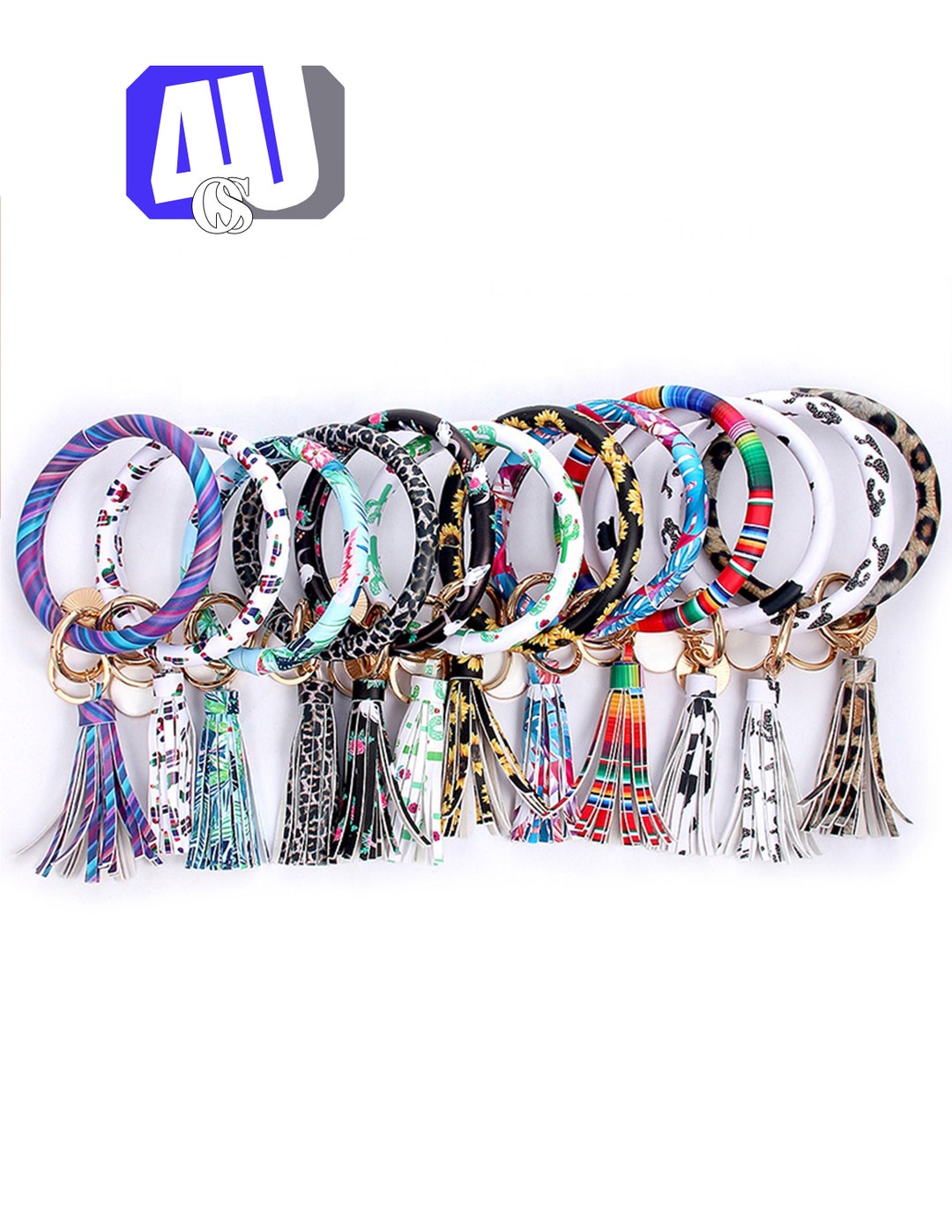 Custom Tassels Keyring Bracelets Wristlet Keychain Bracelet Circle Key