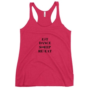 1-Women's Racerback Tank Eat Dance Sleep Repeat Dancer image 2