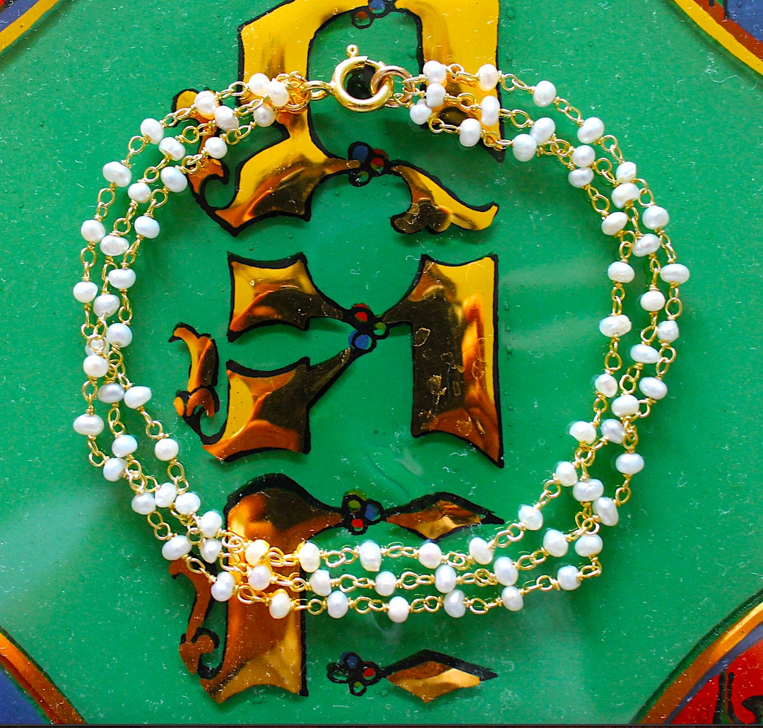 Gold & Freshwater Pearl Triple Strand Bracelet Etsy Australia