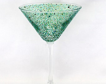 Greens polka dot cocktail/martini glass