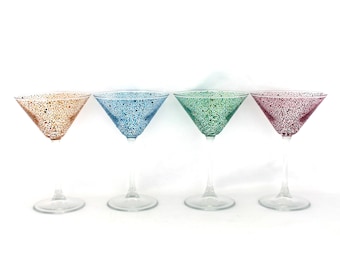 Set of 4 polka dot cocktail/martini glasses