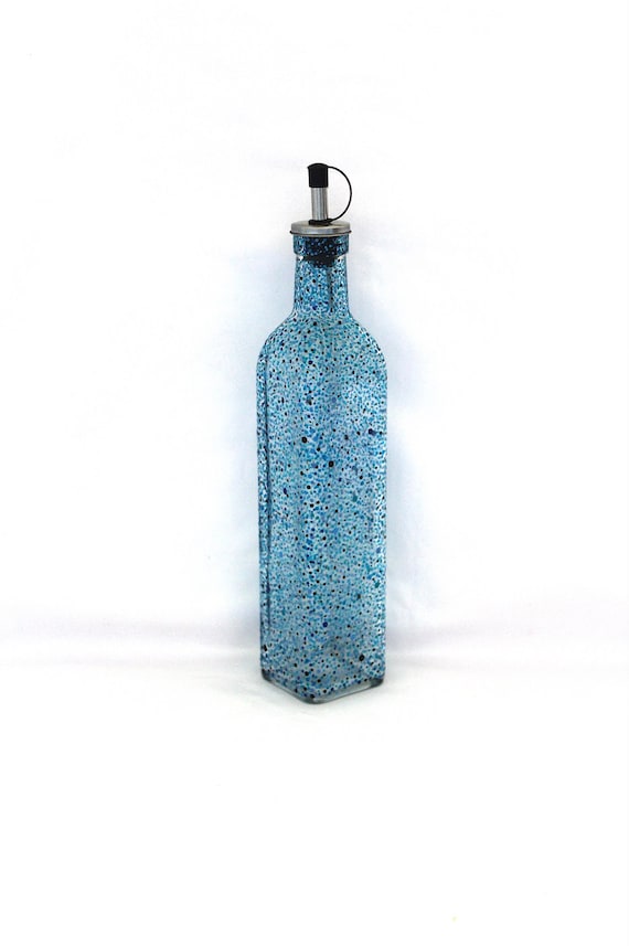 Aqua gepunktete Olivenöl Flasche