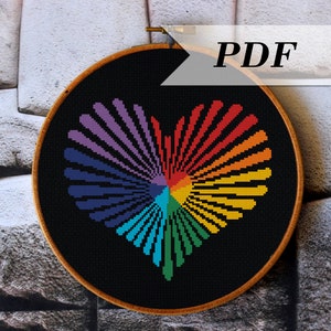 Rainbow cross stitch pattern PDF for instant download, Love mini cross stitch, Birthday DIY gift wedding sampler image 6