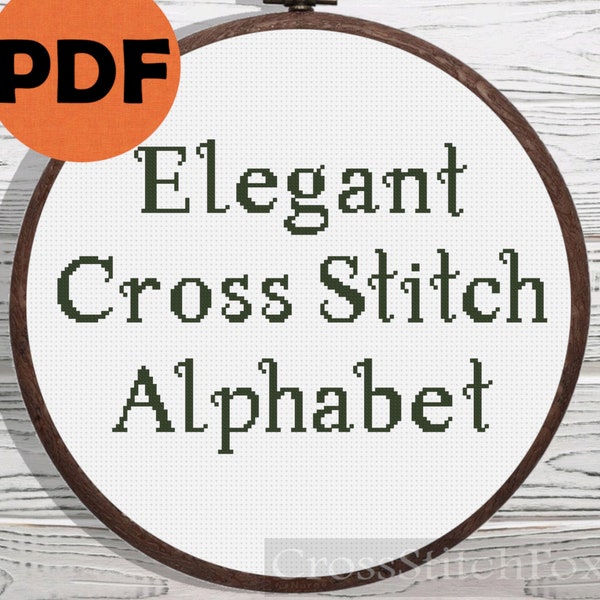 Cross stitch alphabet pattern, elegant alphabet cross stitch pattern PDF, Full alphabet classic font cross stitch pattern