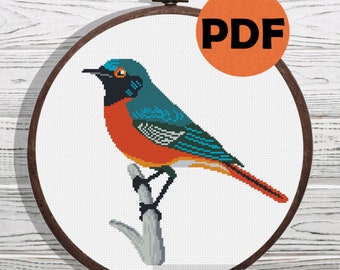 Bluebird cross stitch patterns PDF, small bird counted cross stitch, animal cross stitch pattern