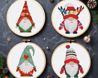 Christmas Gnomes Cross Stitch Pattern: Scandinavian Home Decor (PDF Download)