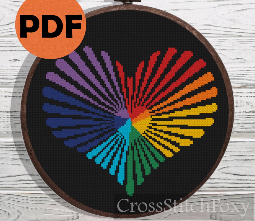 Rainbow Cross Stitch Pattern PDF for Instant Download, Love Mini Cross