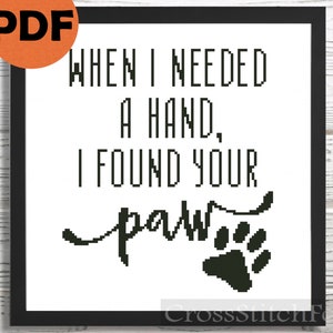 Love Dog Quote Cross Stitch Pattern PDF, Dog cross stitch DIY wall decor pattern, paw cross stitch