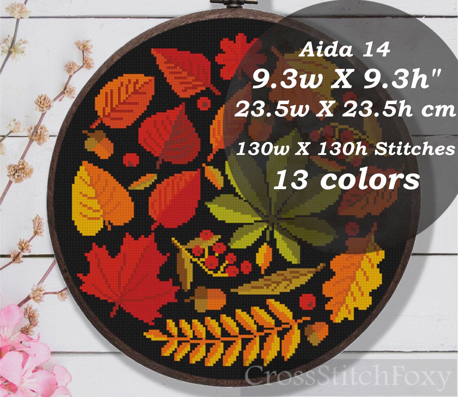 Fall Leaves Cross Stitch Pattern PDF Autumn Forest Mini Plants Easy - Etsy