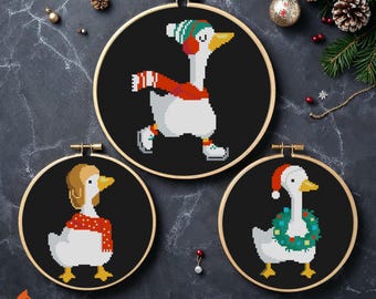 Goosemas Christmas Goose Cross Stitch Patterns (PDF Download)