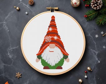 Scandinavian Christmas Gnome Cross Stitch Pattern (PDF Download)