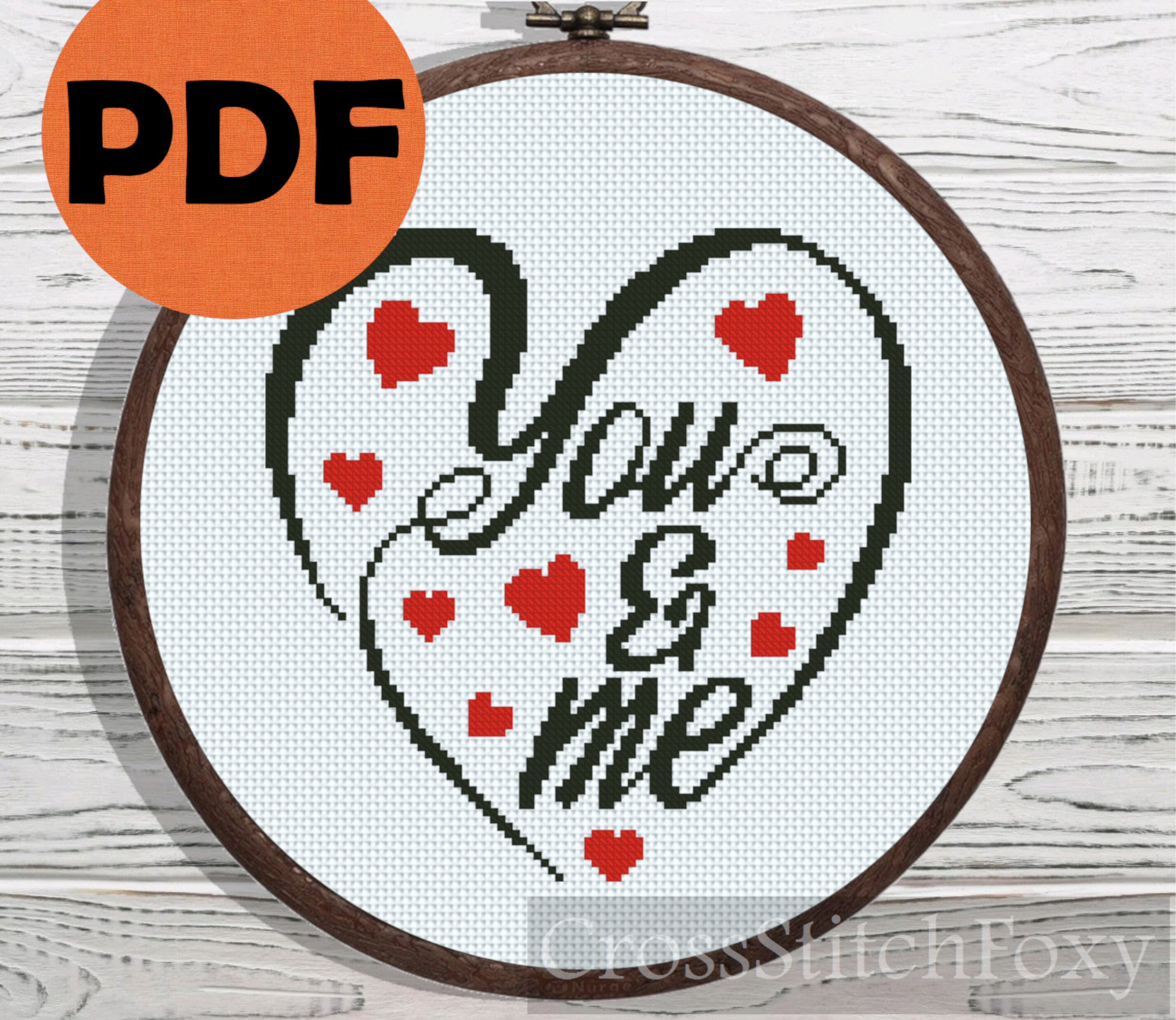 You and Me Cross stitch pattern, Heart love you Valentines Day handmade gift pattern, wedding cross stitch pattern