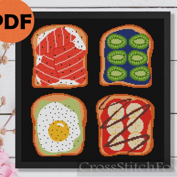 Sandwich Breakfast Bread Toast Healthy Food Kitchen Cross Stitch Pattern PDF