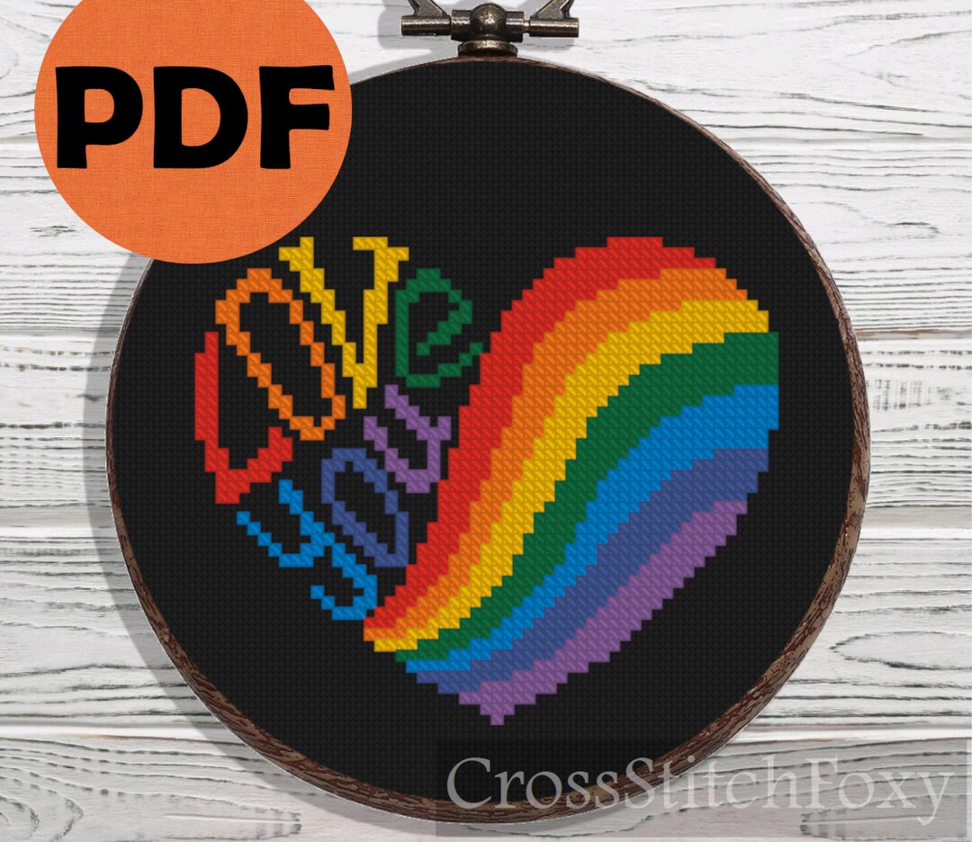 Mini Love Heart Cross Stitch Pattern PDF Instant Download, Small Modern ...