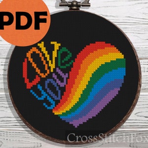 Mini Love Heart Cross Stitch Pattern PDF Instant Download, Small Modern ...