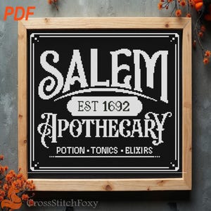 Salem Apothecary Cross Stitch Pattern: Magic Alchemy Lettering (PDF Download)