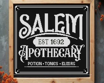 Salem Apothecary Cross Stitch Pattern: Magic Alchemy Lettering (PDF Download)