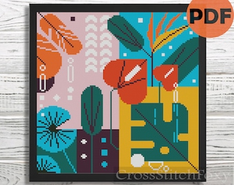 Geometric cross stitch pattern, easy modern cross stitch pattern, abstract needlepoint pattern