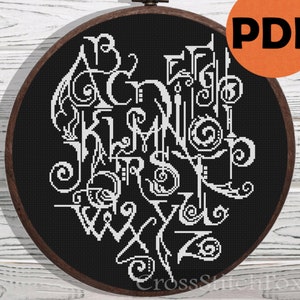 Spooky Halloween Letters Cross Stitch Pattern (PDF Download)