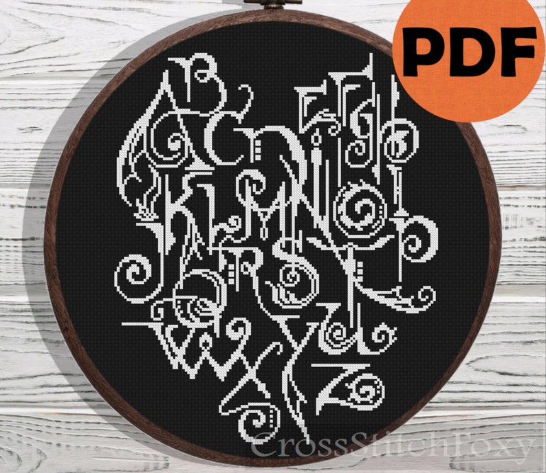 Halloween lettering cross stitch pattern PDF