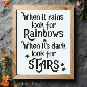Rainbow & Stars Cross Stitch Pattern: Inspirational Quote (PDF Pattern)