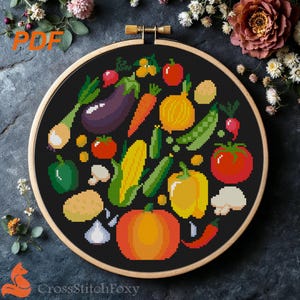 Vegetable Food Cross Stitch Pattern: Kitchen Wall Decor (PDF Pattern) image 6