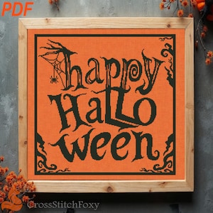 Happy Halloween Cross Stitch Pattern: Horror Lettering (PDF Download)