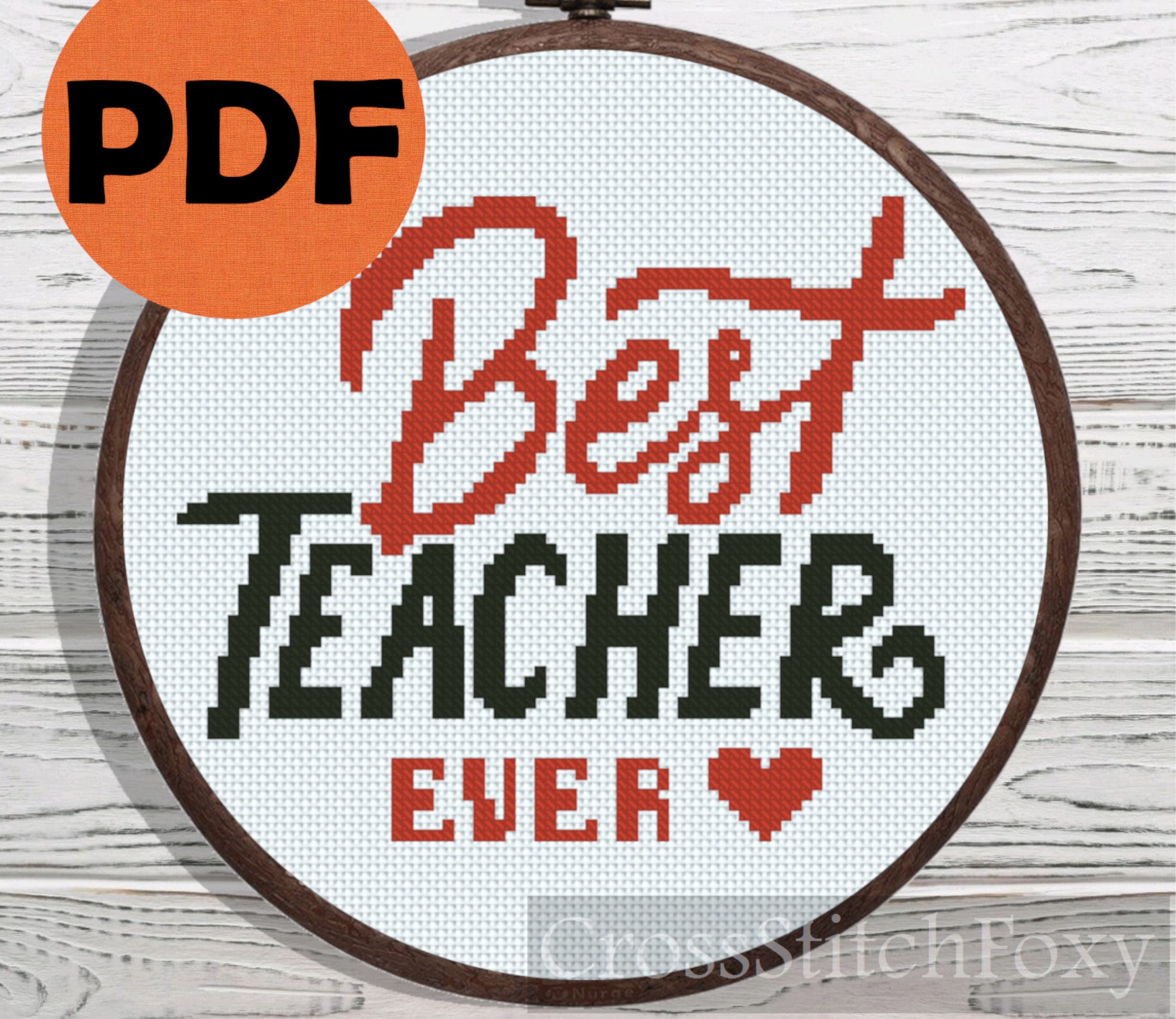 Best teacher cross stitch pattern school cross stitch | Etsy