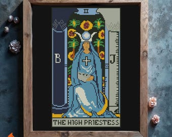 女教皇タロットカードのクロスステッチパターン：大アルカナ（PDF