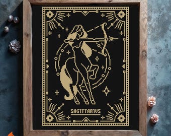 Female Sagittarius Zodiac Sign Cross Stitch Pattern: Witchy Astrology  (PDF Download)
