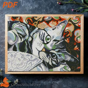 Abstract Cat Cross Stitch Pattern (PDF Download)
