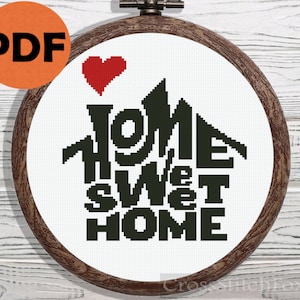 Home Sweet Home Kreuzstichmuster PDF, Home Zeichen Kreuzstich, Einweihungsparty Geschenk DIY Kreuzstich