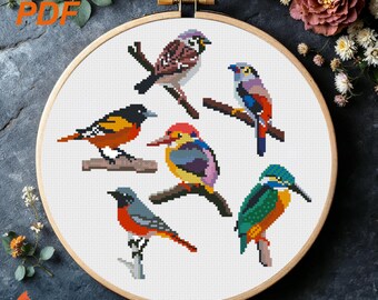 Mini Birds Cross Stitch Pattern  (PDF Download)
