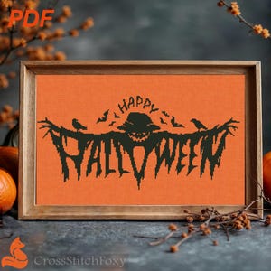 Griezelige vogelverschrikker Halloween-kruissteekpatroon (pdf-download)