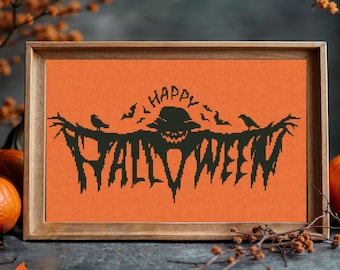 Spooky Scarecrow Halloween Cross Stitch Pattern (PDF Download)