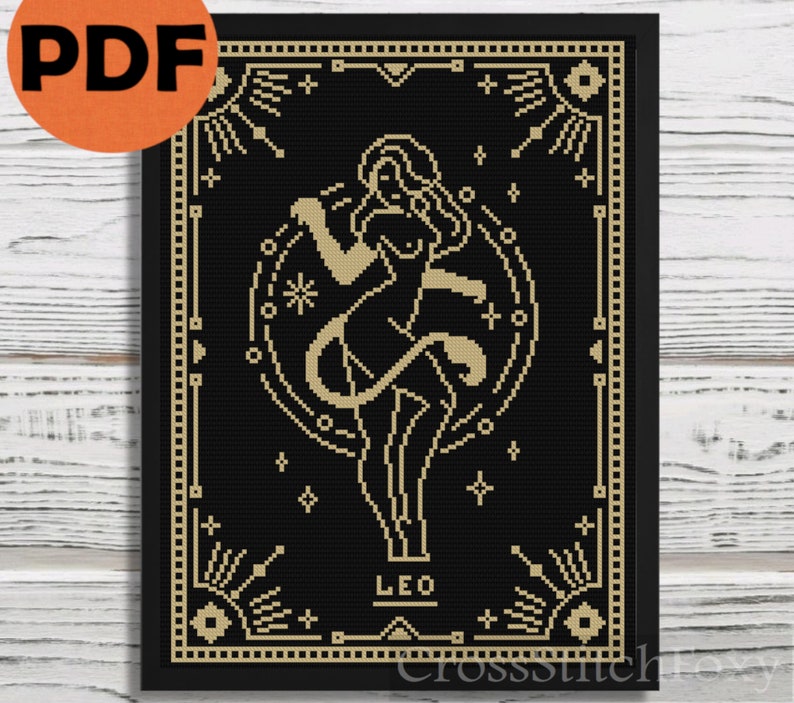 Female Leo Zodiac Cross Stitch Pattern PDF Leo Zodiac Sign Etsy