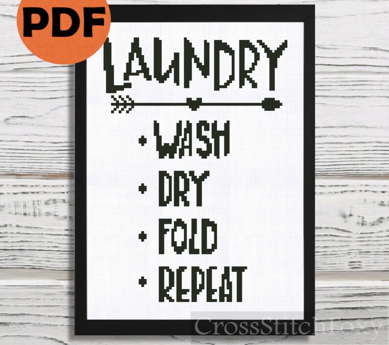 Laundry Room Cross Stitch Pattern PDF Laundry Room Funny Etsy