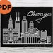 Chicago Skyline Cross Stitch Pattern, Black and White City Skyline ...