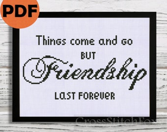 Friendship cross stitch pattern PDF, Friends cross stitch pattern, DIY gifts home decor cross stitch pattern