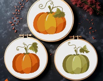 Fall Pumpkins Cross Stitch Patterns: Thanksgiving Autumn Decor (PDF Pattern)