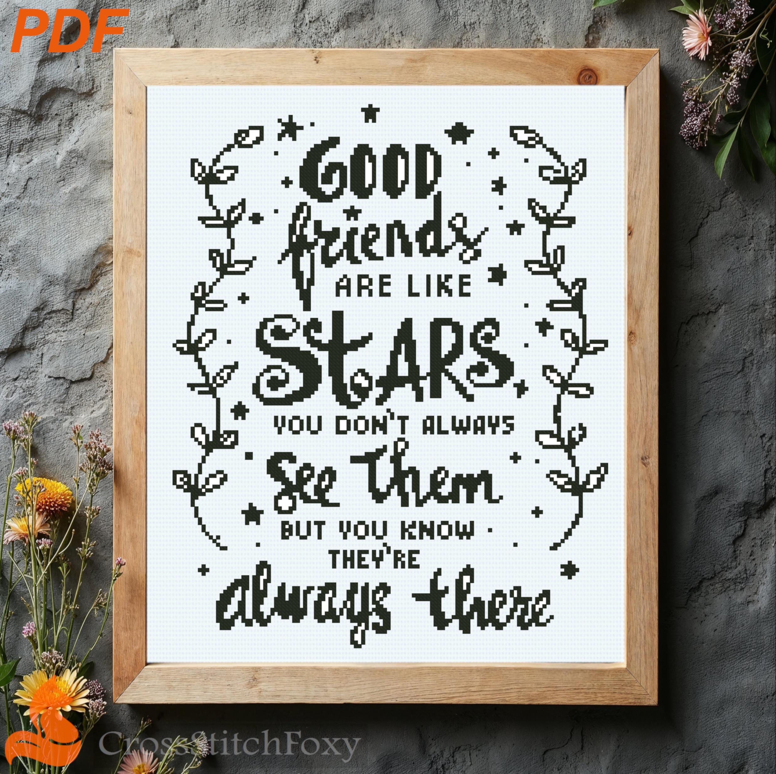 Friends Quote Cross Stitch Pattern: Home Decor (PDF Download)